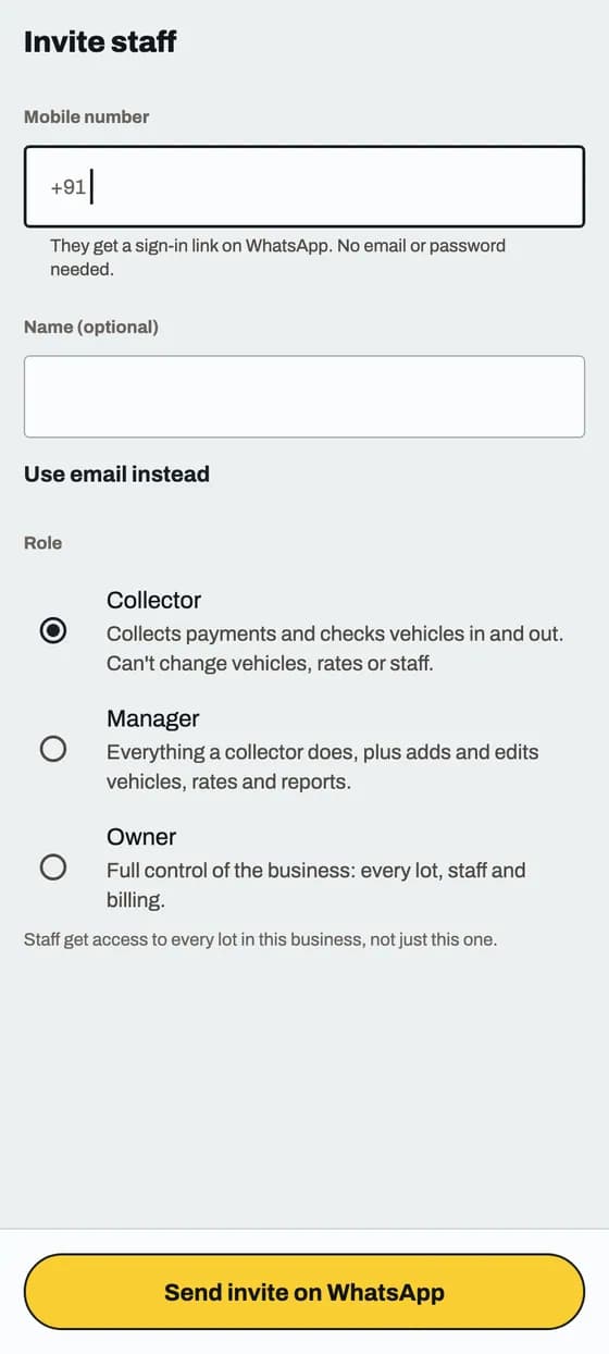 Add your staff: screen 2 of 2